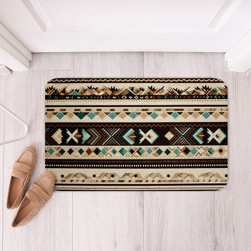 Tapis de salle de bain rayé Boho 16 po x 24 po Western Decor
