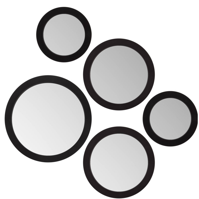  Ensemble de miroirs muraux 5 pièces Allysan, Noir