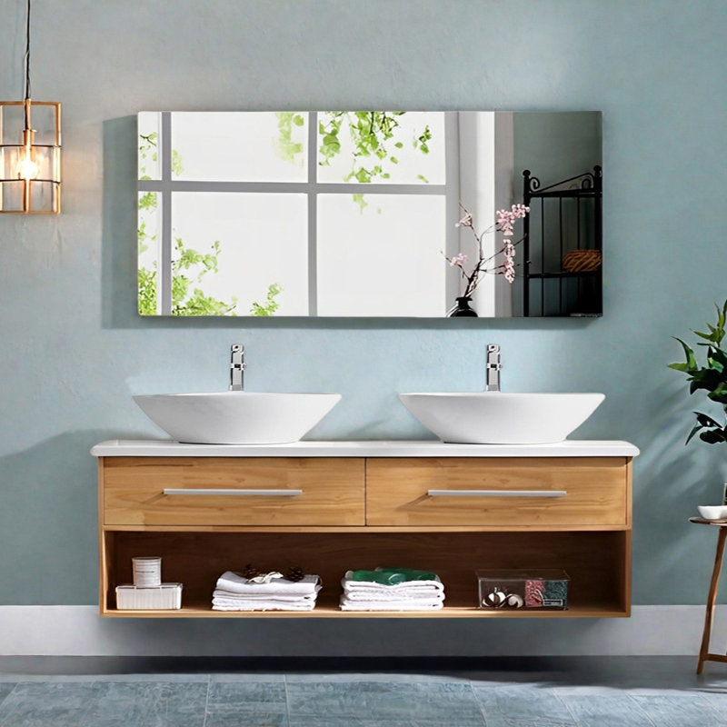 Log style rest room bathroom cabinet
