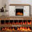 47" Electric Fireplace TV Stand with Mantel & Storage, Features Realistic LED Flame Insert, Remote, 7 Brightness Settings, Overheat Protection, for Living Room Furniture or Bedroom Fireplace-1241628936