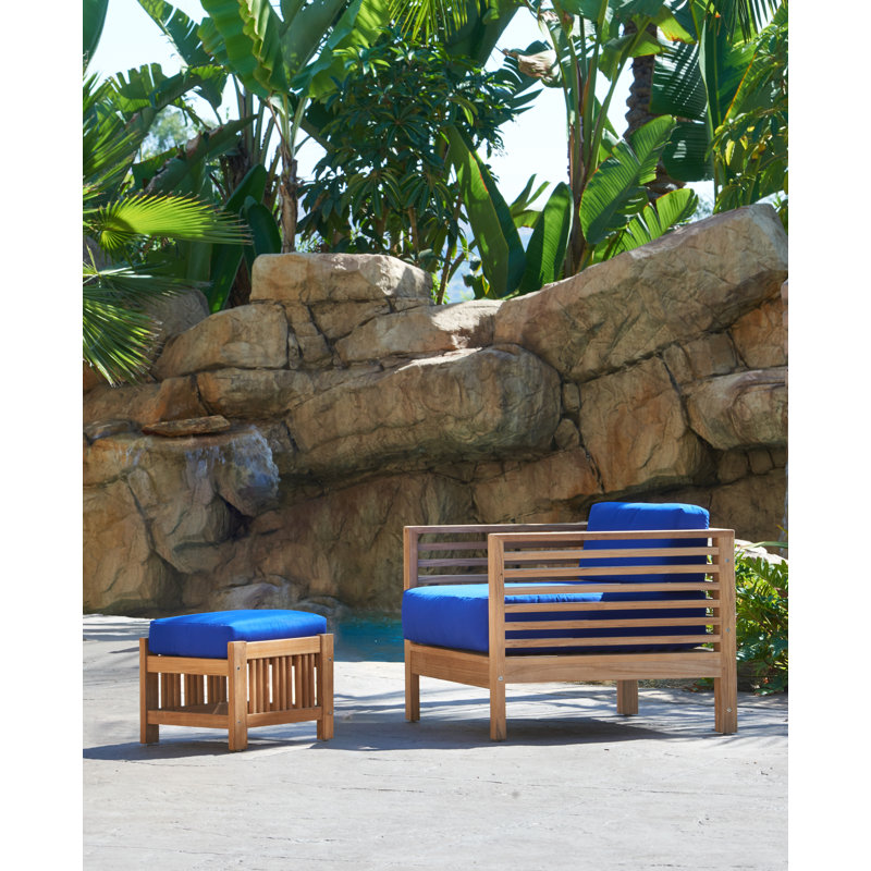 Soleil Patio Chair and Ottoman with Sunbrella Cushions