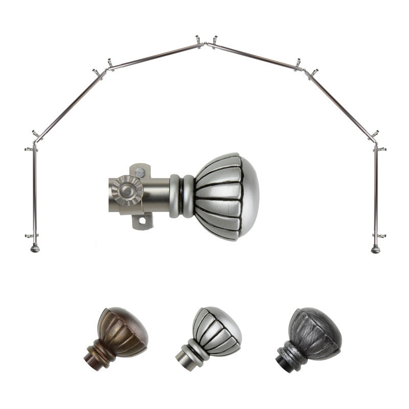 Tringle à rideaux simple à baie vitrée ajustable de 28 à 48 po Halima, Nickel satiné, 18" - 28"