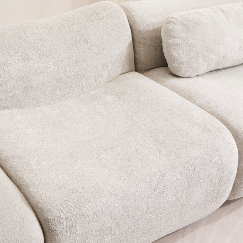Canapé-lit modulaire en faux velours convertible Wave, LIGHT-GREY