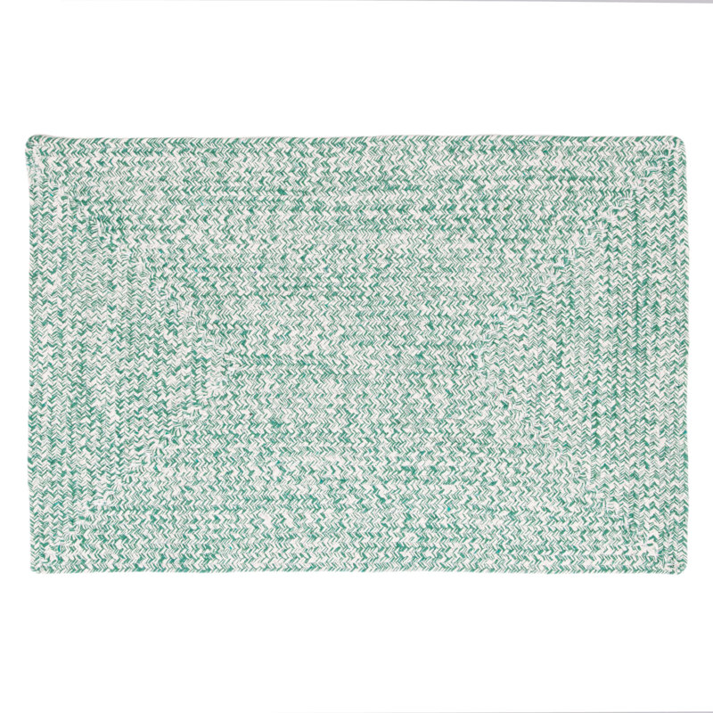 Handmade Green and White Cotton Braided Oval Rug 5' x 7'