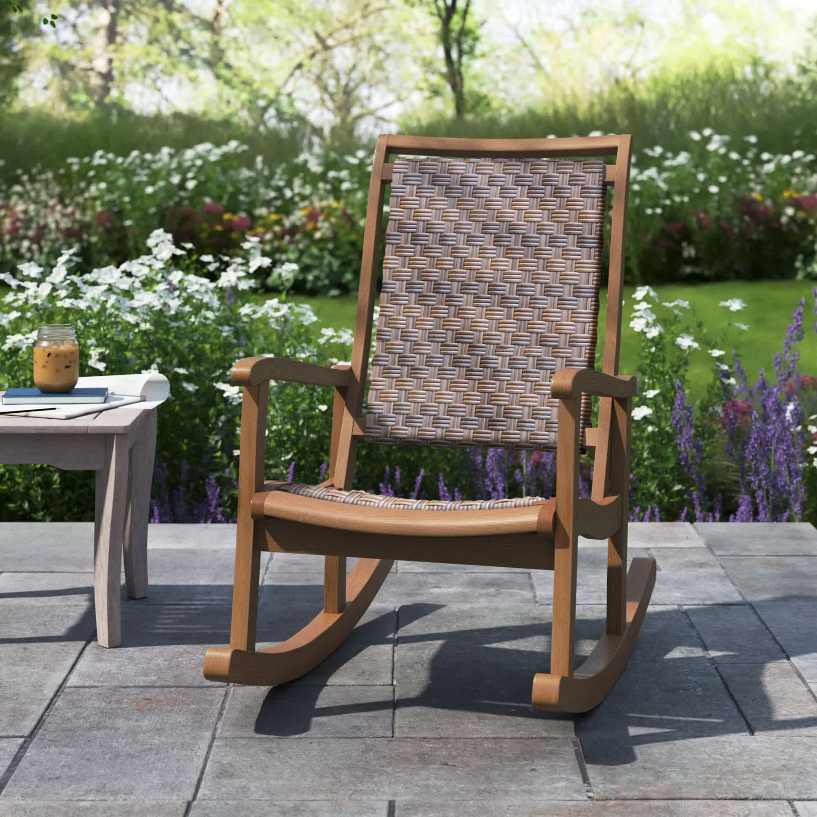 Arnot Eucalyptus Patio Rocking Chair, Brown
