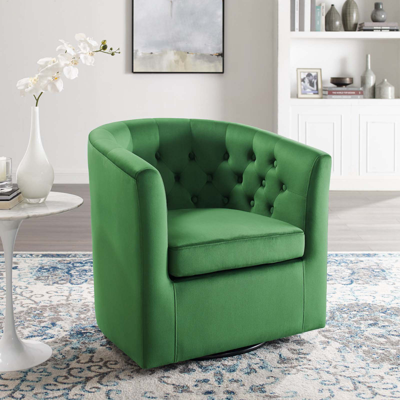 Fauteuil pivotant en velours Performance Prospect, Velours émeraude