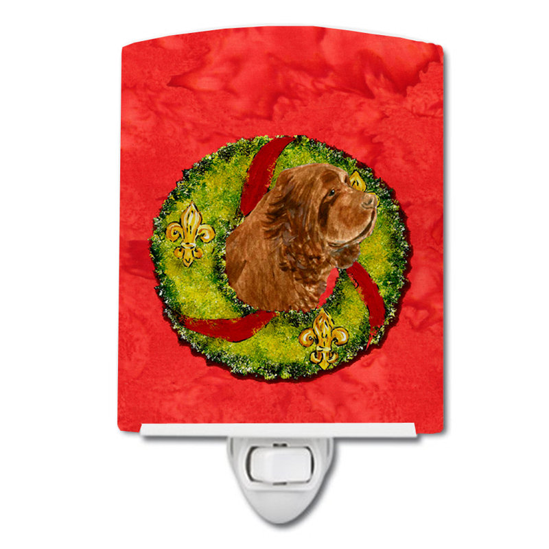 Éclairage de noël en céramique de noël cairn terrier, Épagneul du Sussex