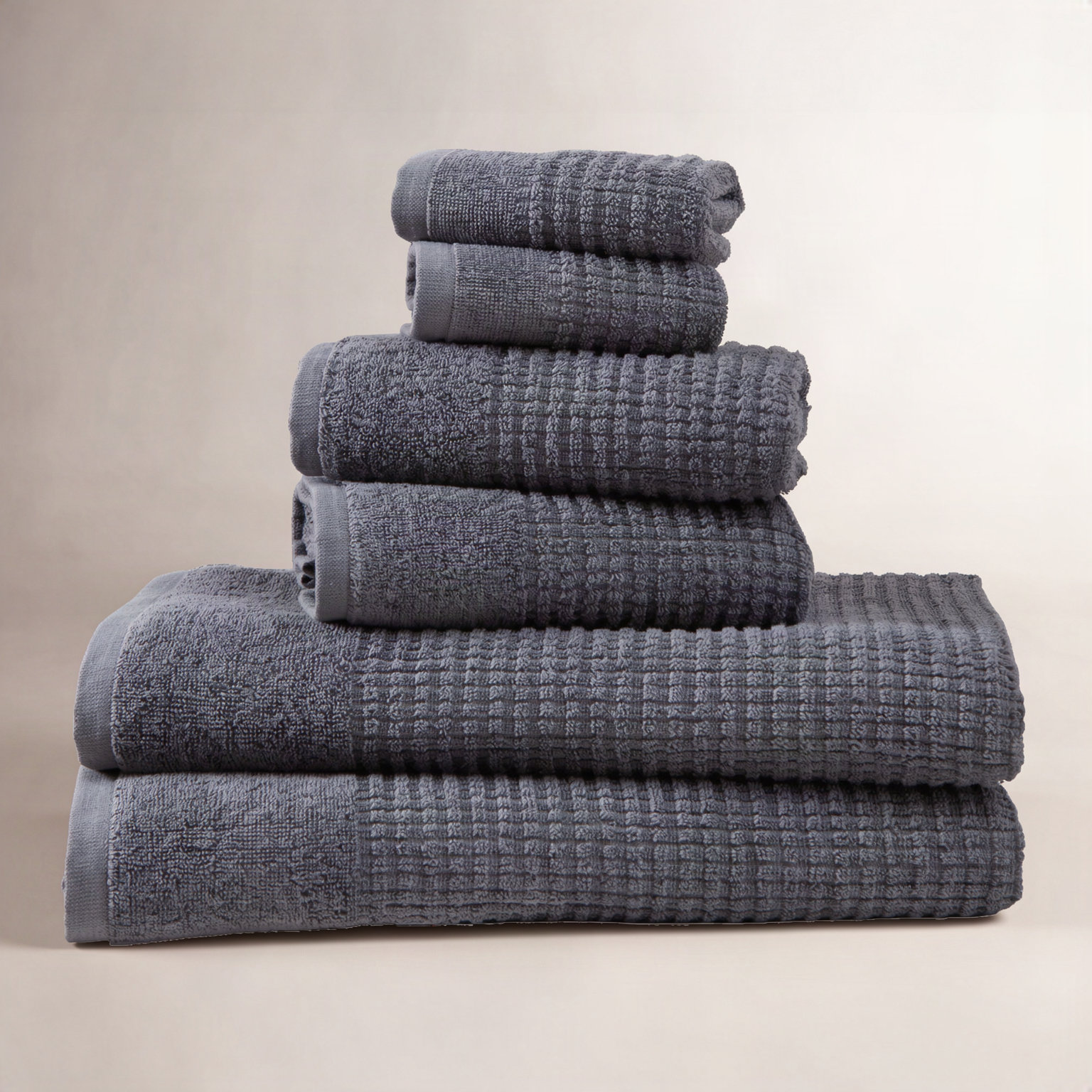 Earline 6-Piece Turkish Cotton Towel Set, Gray