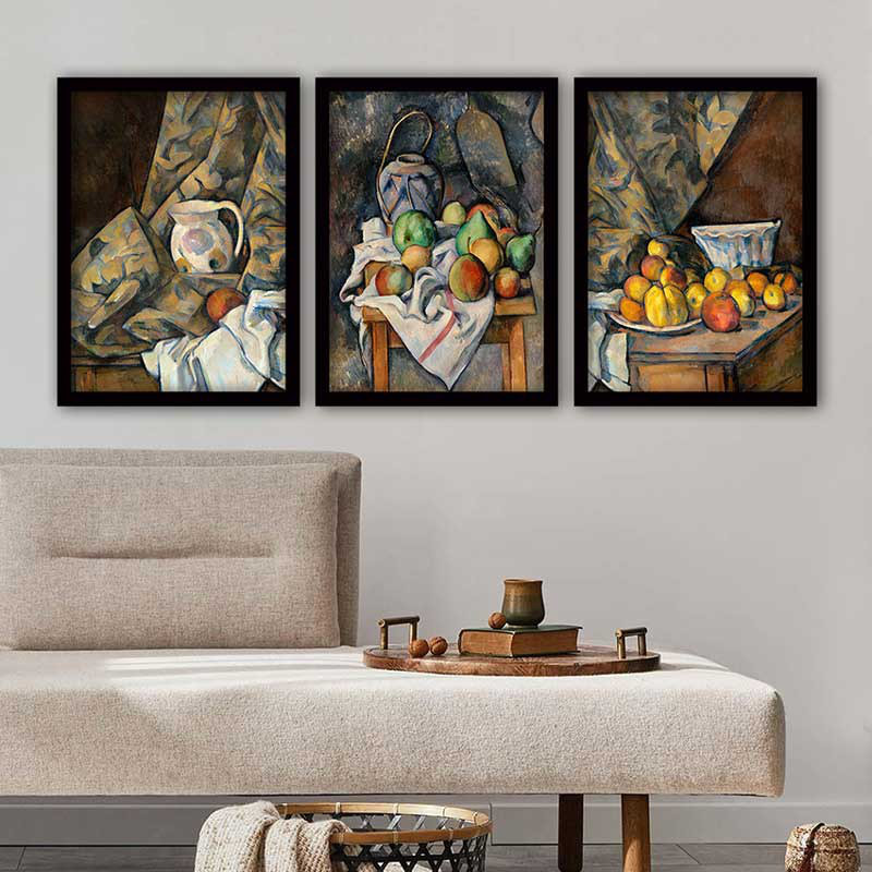 Ensemble de 3 peintures élégantes encadrées décoratives, 13,8 x 17,7 pouces chacune | 100% bois avec cadre 100% polystyrène (épaisseur: 0,8 pouce) | Impression numérique UV, parfaite pour le salon et la décoration intérieure