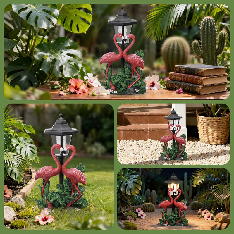 Statue solaire de jardin flamant solaire