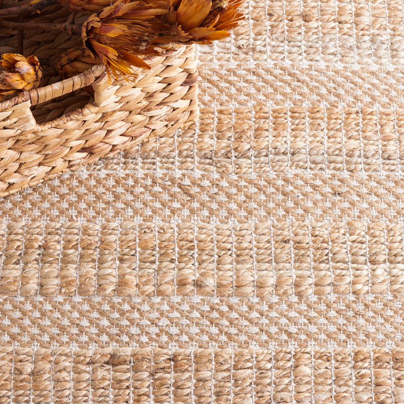 Abianna Geometric Flatweave Ivory/Natural Area Rug, Runner 2'3" x 8'