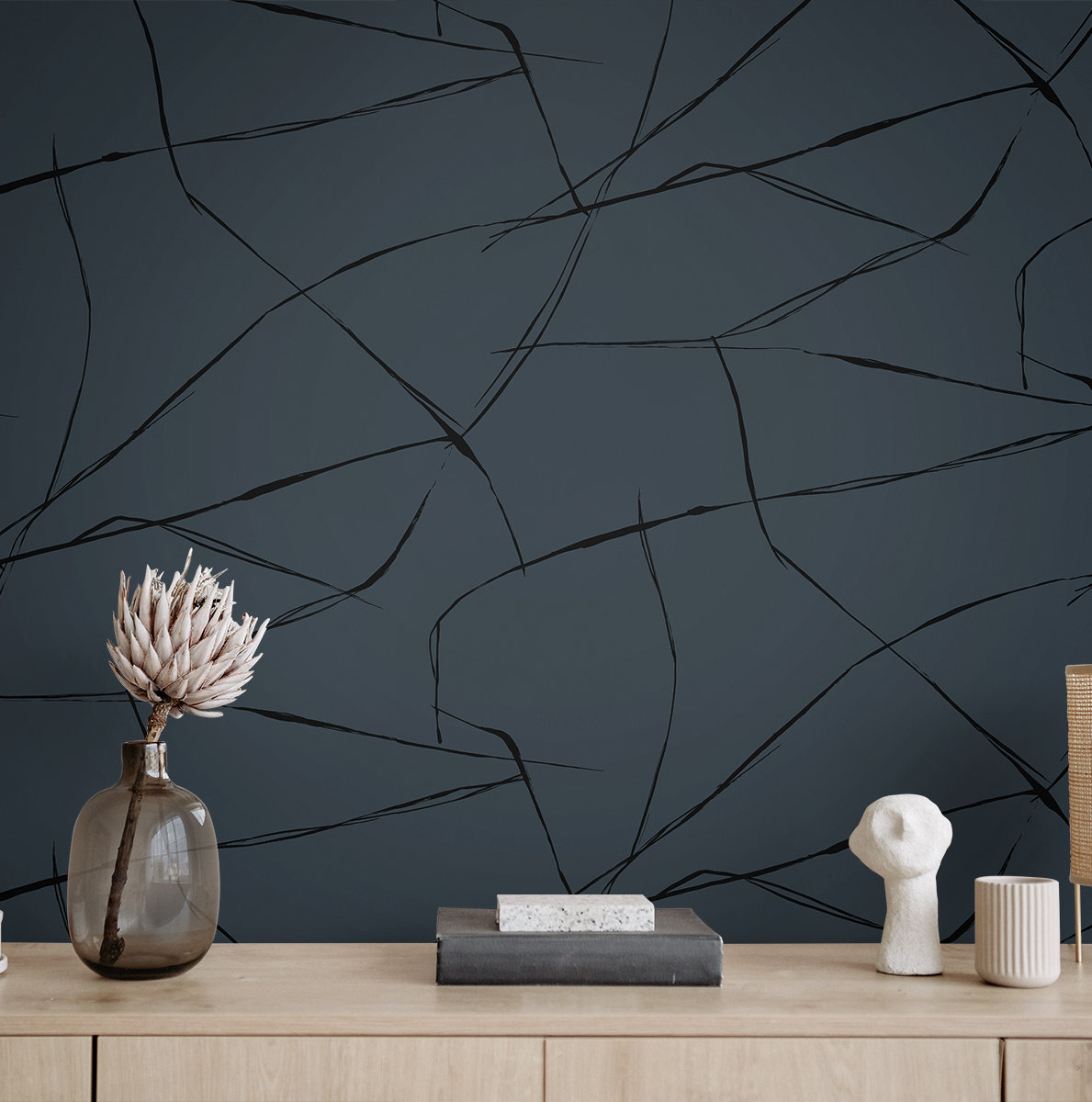 Niseko Modern Abstract Wallpaper, Metallic Midnight Hour