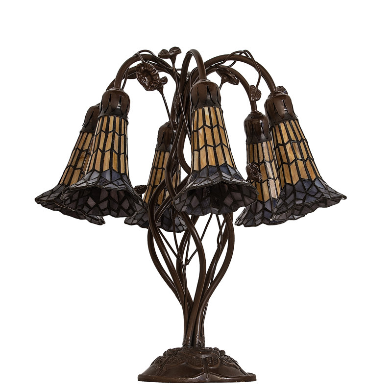 Meyda Tiffany & Stained Glass Table Lamp, Honey Wispy/Purple