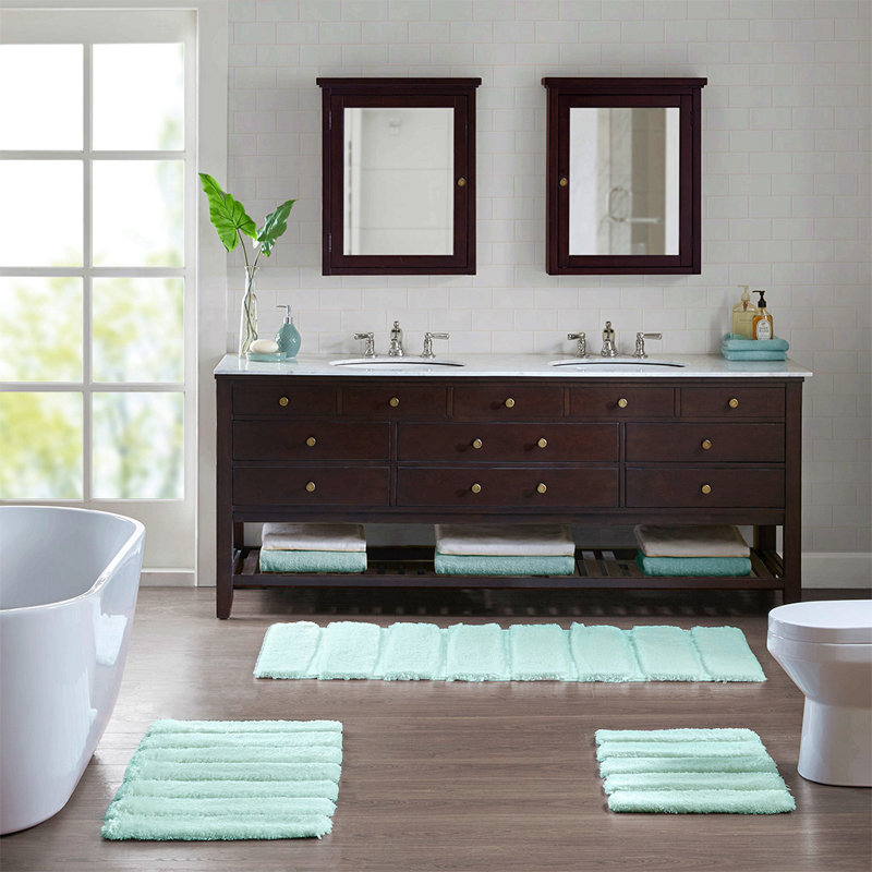 Modern Bathroom Rug Absorbent & Non-Slip, Rectangle 1'5" x 2'