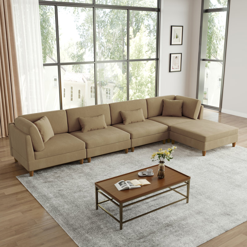 Corduroy Corner Sofa , 92.2cm H x 407.4cm W x 201.2cm D