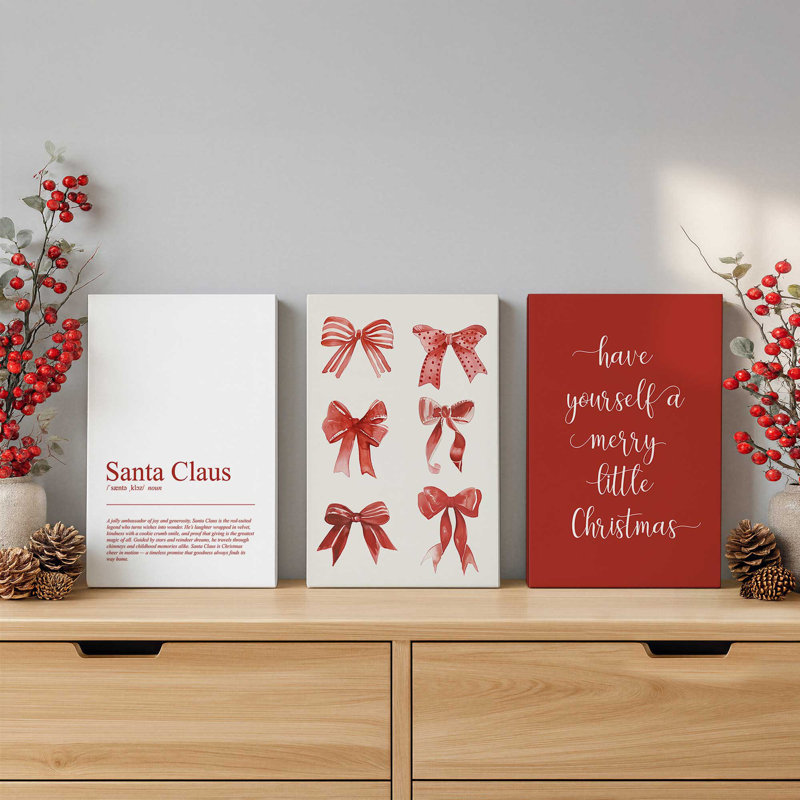 «Jingle Bow Joy», impressions sur toile, Toile tendue, Toile tendue, H 18 po x l 36 po