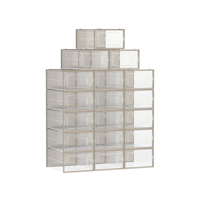 18 Pair Stackable Shoe Storage Box, Brown