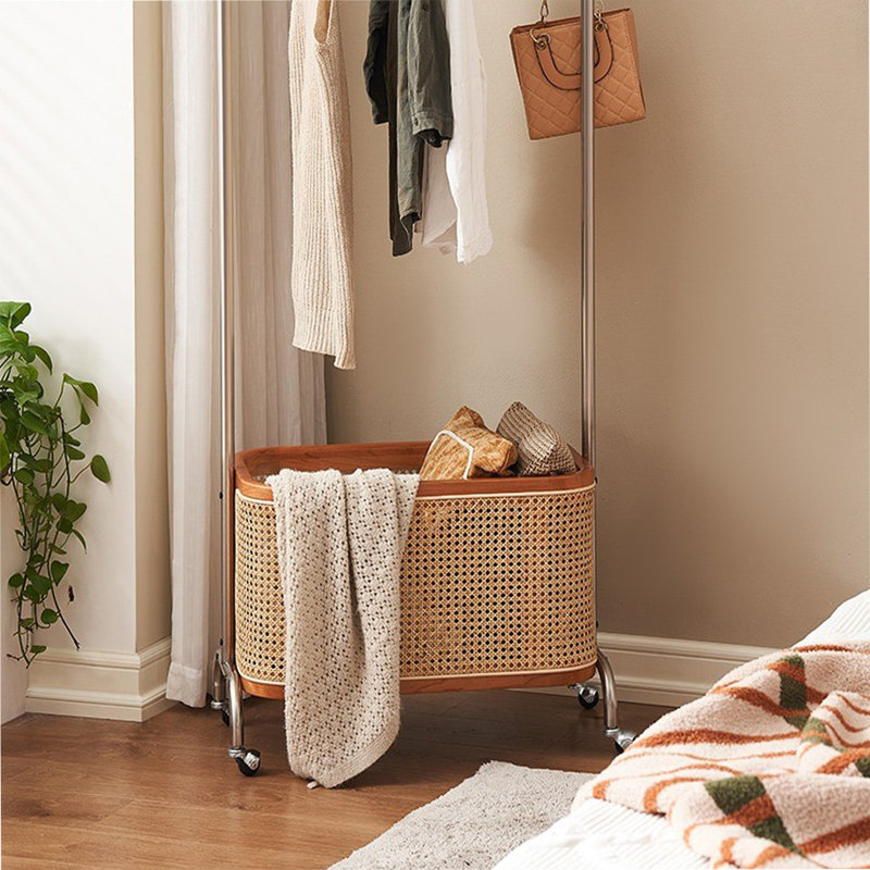 Stainless Steel Coat Rack Baskets Rotating Wheels