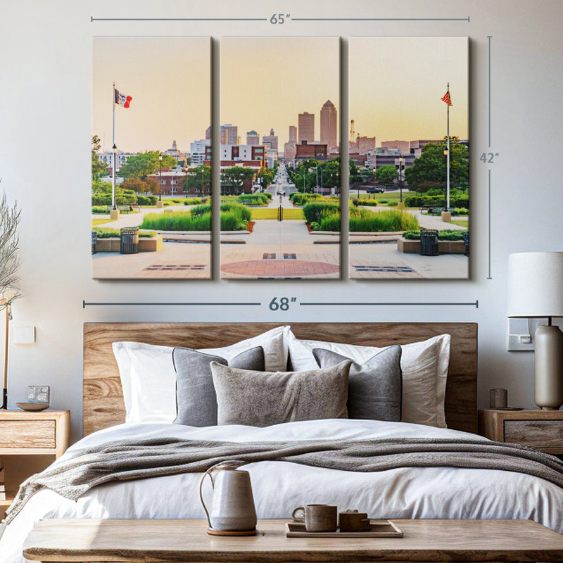 «Des Moines Park And Skyline», 3 pièces, H 42 po x l 65 po 