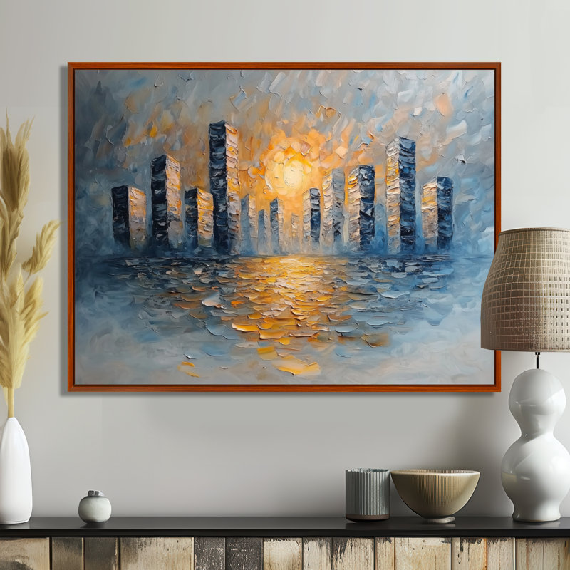 Ilirjan - Abstract Wall Art, H 30 po x l 40 po, Brun, Cadre flottant