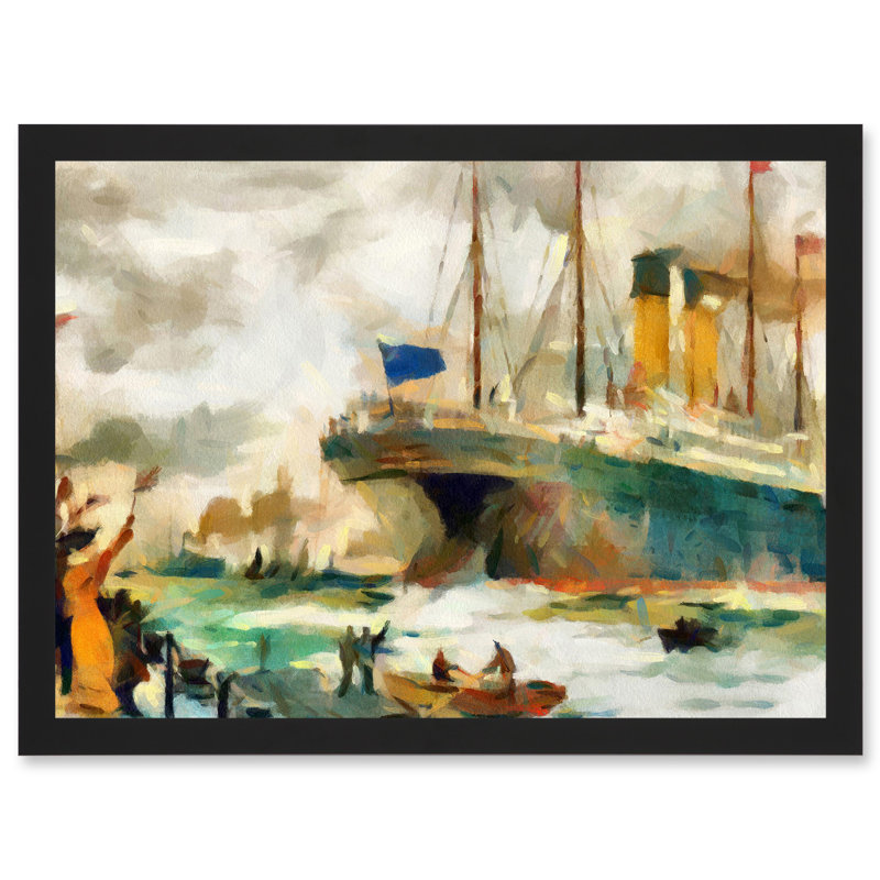 Painting SS Cedric Liverpool Ocean Liner Ship - Single Picture Frame Painting