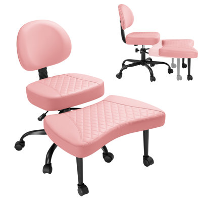 Ergonomic Cross Legged Meditation Chair, 360° Swivel Office Chair With Wheels, ADHD Chair With Footrest, Lumbar Support, Wider Height Adjustable Backr