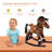 Qaba Kids Wooden Plush Ride-On Rocking Horse Chair Toy with Realistic Sounds Dark Brown/White
