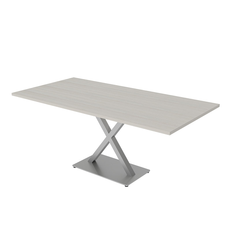 Table de conférence rectangulaire avec base en métal X, Argent argent, L 72 po x l 36 po, Sel Lakeland