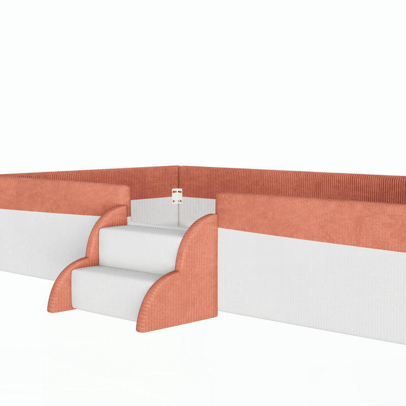 Lit simple tapissier sur pied avec clôture, Twin, Brown+White