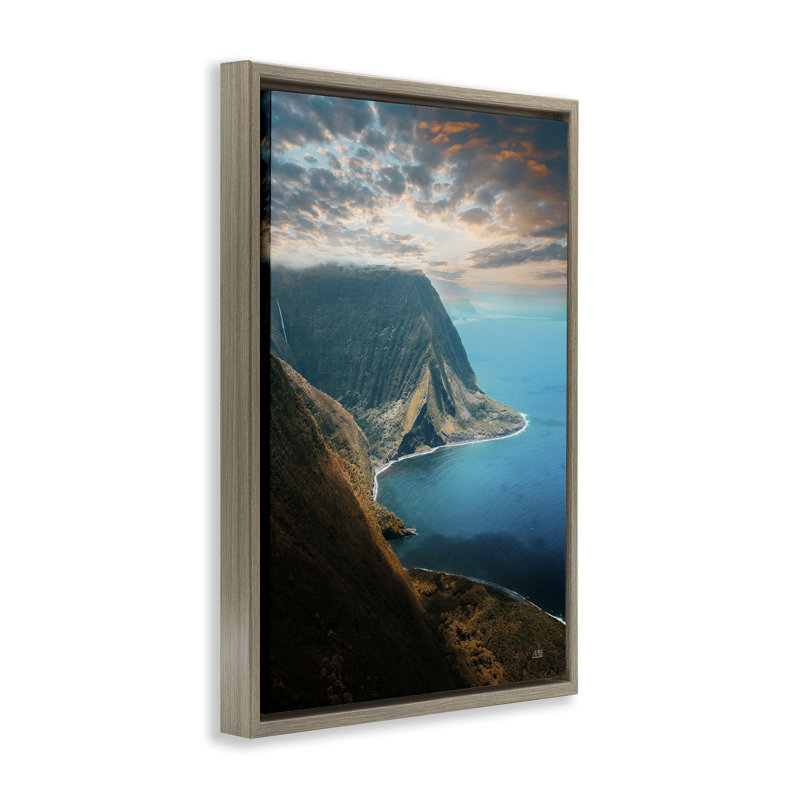  Toile flottante de la côte hawaïenne par Max Blakesberg Studios, H 31 po x l 21 po, Cadre flottant orme Montalcino
