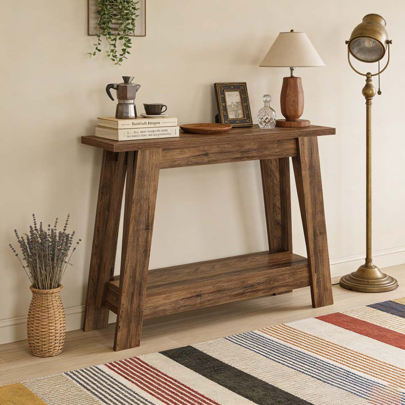 Rustic Console Table,2-Tier Entryway Table,Narrow Sofa Table