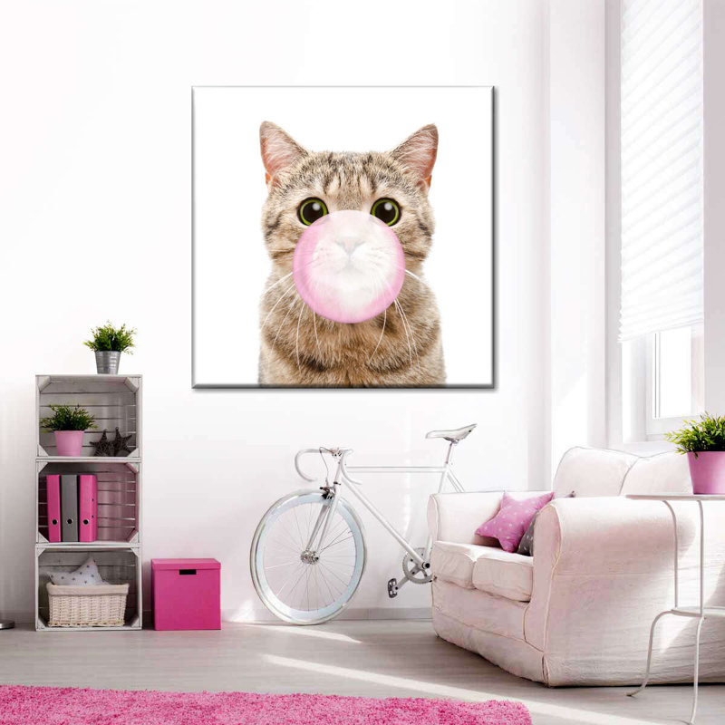 " Bubble Gum Kitty ", 10" H x 10" W x 1.25" D