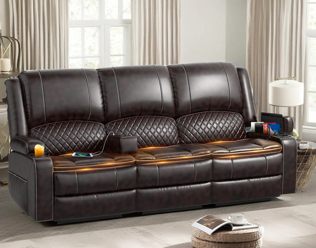 Latitude Run® 3 Seater Recliner Sofa, Manual Reclining Chair With 2 ...