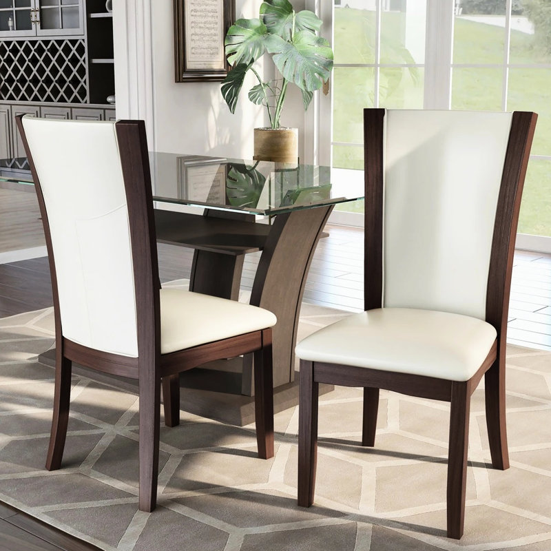 2 chaises d'appoint de salle à manger, style contemporain, bois de cerisier foncé, style blanc, 2 pièces, finition, assise, solide