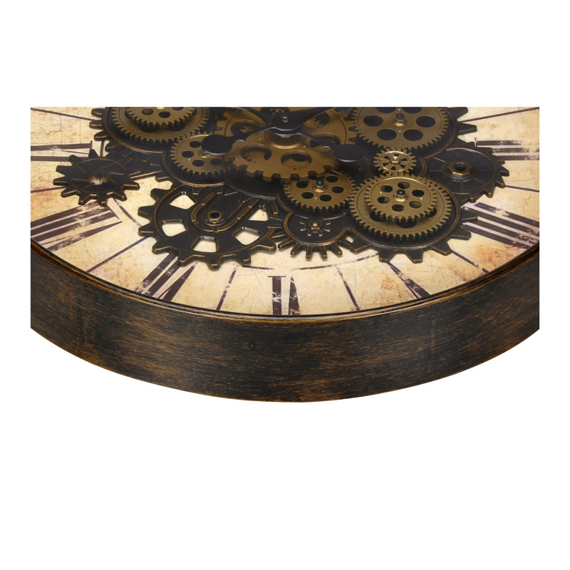 Horloge, 20 po, mécanisme d'engrenage, horloge murale, brun, transitionnel