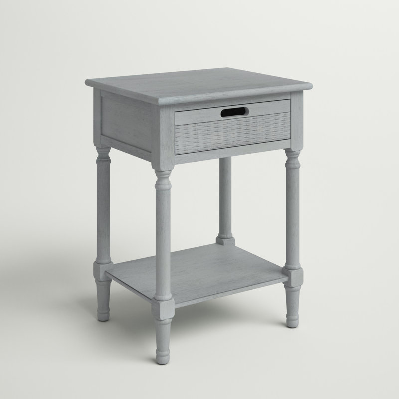 Peters End Table with Storage, Distressed Gray