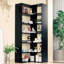 Bibliothèque d'angle à 6 niveaux, bibliothèque d'angle en bois rustique avec rangement ouvert, tablette en L peu encombrante pour le salon, la chambre à coucher et le bureau à domicile