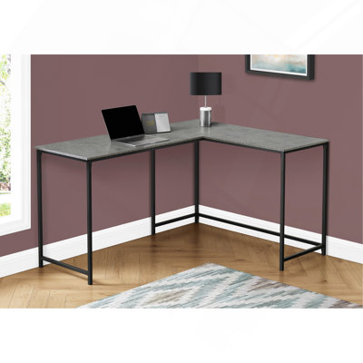 Bureau d'ordinateur, bureau personnel, coin, L 58 po, forme en L, travail, ordinateur portable, stratifié gris, métal noir, contemporain