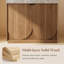 Meuble-lavabo simple 36 po avec lavabo encastré en céramique, comptoir en pierre frittée en marbre gris, armoire en bois brun avec portes incurvées sculptées, charnières à fermeture en douceur
