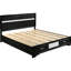 Black King Storage Bed, Slatted Headboard, Fully Platform, Glitter Trim, Beveled Framing Panel Integrated Drawers, No Foundation Required, Trim