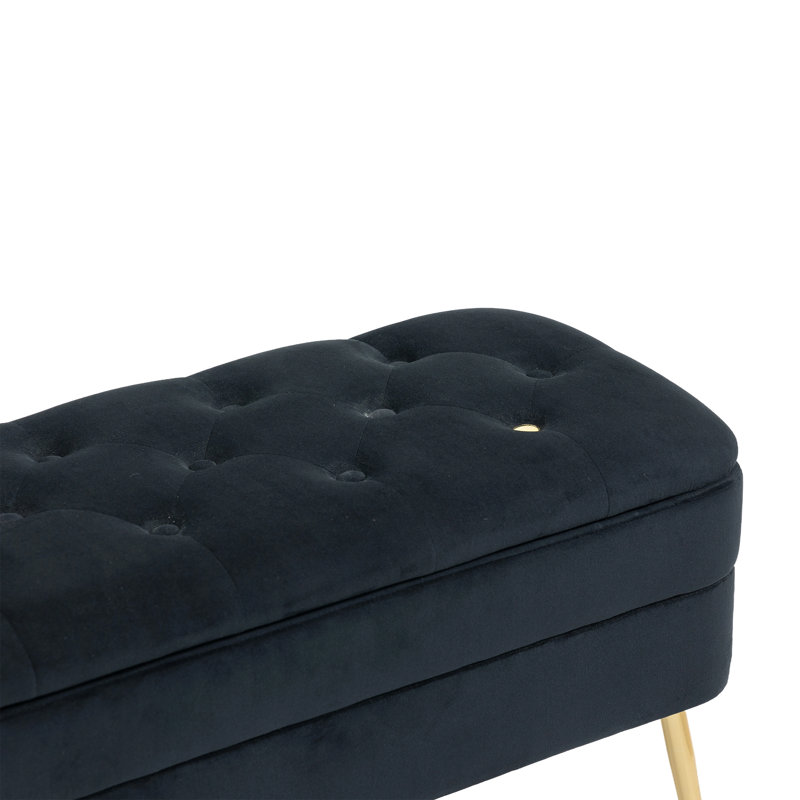 Upholstered Storage Bench, Black