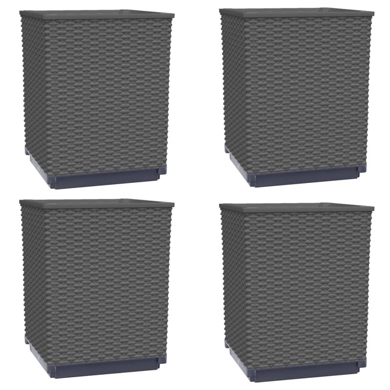 2/4x Planters Polypropylene Raised Garden Bed Plant, Black, 2