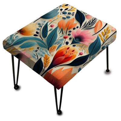 Botanical Pastel Colour Flowers Composition - Botanical Rectangle Ottoman