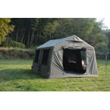 9.8X13ft inflatable camping tent with canopy & hand pump, easy setup waterproof & windproof air glamping tent.