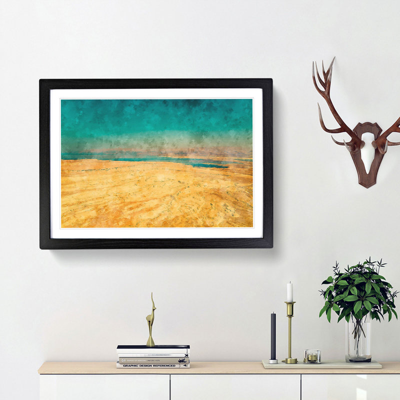 The Dead Sea In Israel - Single Picture Frame Painting on MDF, 33cm H x 45cm W x 2cm D, Black Framed