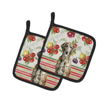 Brindle Scottish Deerhound Vegetables Pair of Pot Holders