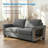 71" W Full Pull Out Sofa Bed, Velvet Loveseat Sleeper with Folding Mattress & Pillows, Light Grey-1377051036-1377051037