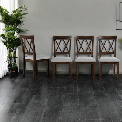Chaises de salle à manger rembourrées confortables, ensemble de cuisine moderne en bois d'hévéa de style ferme