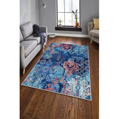 Stylish Woven Carpet (4 x 6 ft), 100% Polyester, 0.4 in Pile Height | Antibacterial, Non-Slip Underside | Machine Washable, 3D Digital Printing | Perfect for Living Room, Bedroom, and Home Decor
