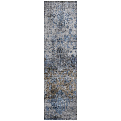 Anna Blue Washable Indoor-Outdoor Rug - 